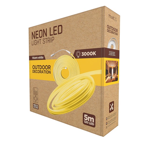 LED strēmeles muvit iO iO Silts balts Caurspīdīgs 5 m Neona