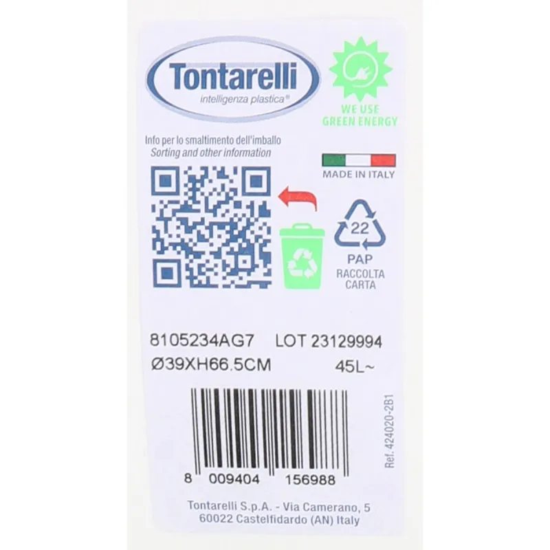 Waste bin Tontarelli GR36380 50 L (ø 39 x 66,5cm)