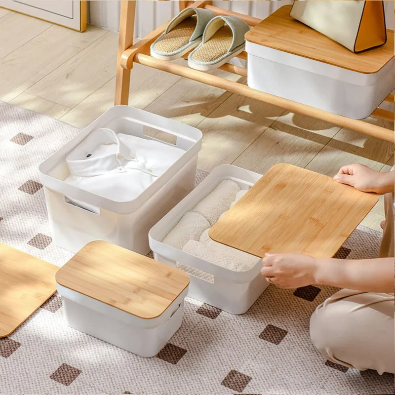 Multi-use Box Confortime White Brown Bamboo Plastic (8 Units)