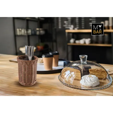 Cutlery basket My Bar RATTAN polypropylene 12 x 12 x 16 cm (12 Units)