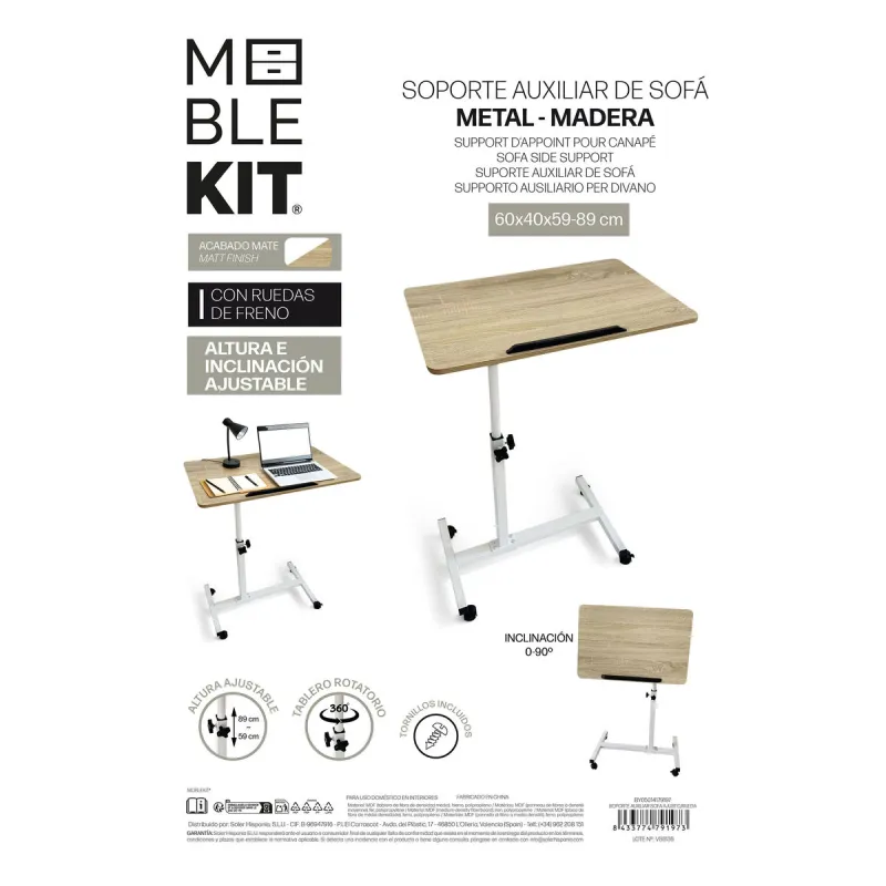 Side table MobleKit White Brown 60 x 40 x 59 cm Wood Metal (3 Units)