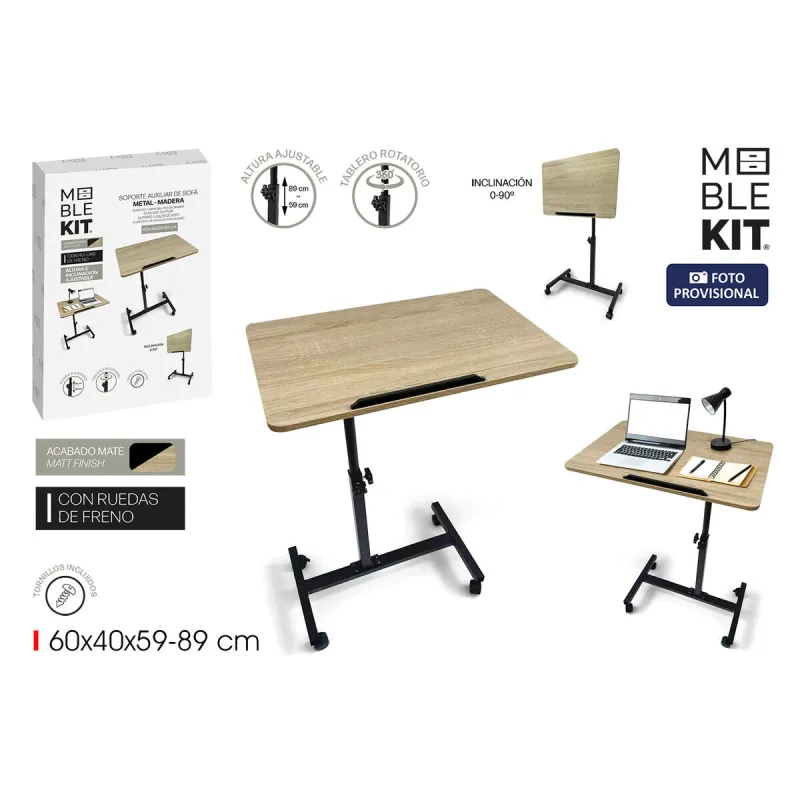 Side table MobleKit Brown Black 60 x 40 x 59 cm Wood Metal (3 Units)