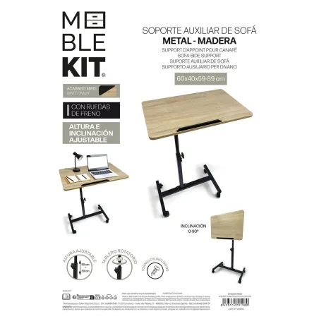 Side table MobleKit Brown Black 60 x 40 x 59 cm Wood Metal (3 Units)