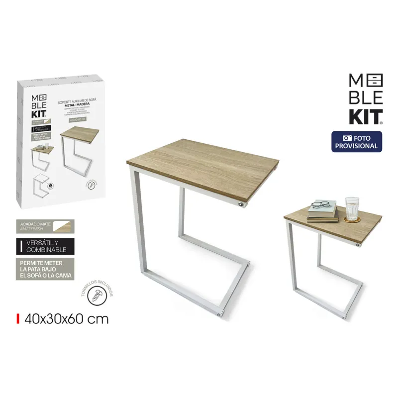 Side table MobleKit White Brown 40 x 30 x 60 cm Wood Metal (3 Units)