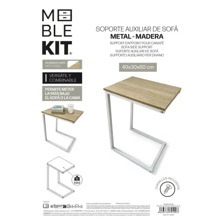 Side table MobleKit White Brown 40 x 30 x 60 cm Wood Metal (3 Units)