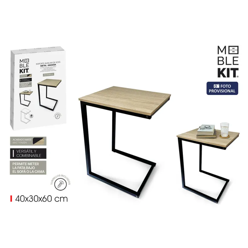 Side table MobleKit Brown Black 40 x 30 x 60 cm Wood Metal (3 Units)