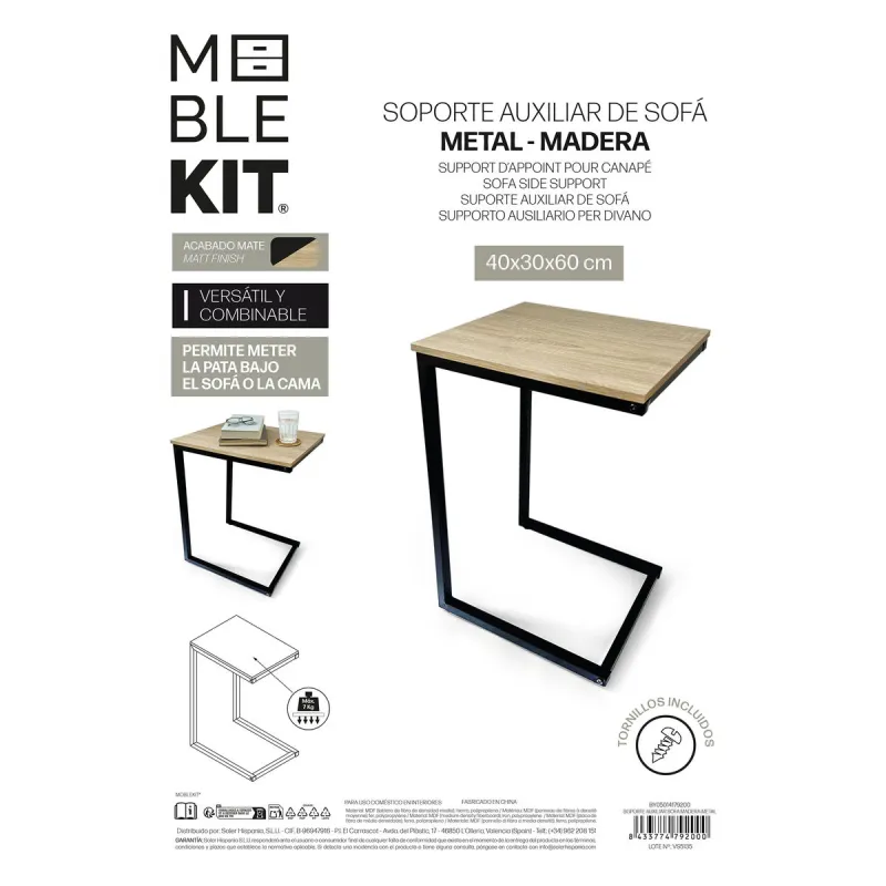 Side table MobleKit Brown Black 40 x 30 x 60 cm Wood Metal (3 Units)