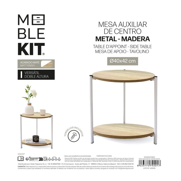 Side table MobleKit White Metal Wood 40 x 42 cm (3 Units)