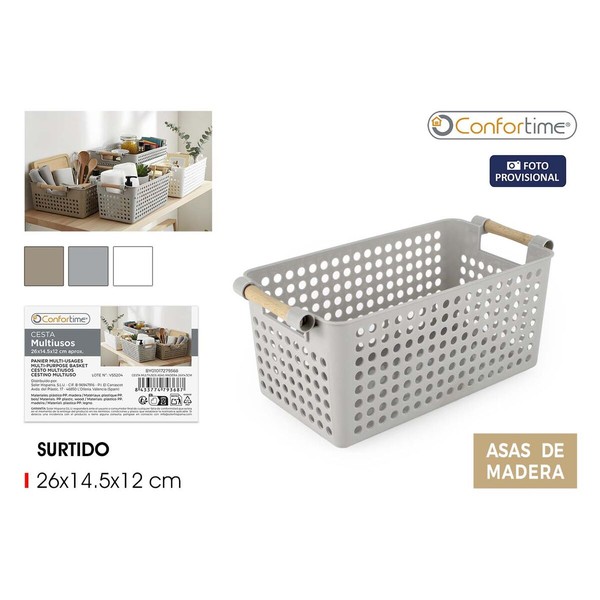 Multi-purpose basket Confortime Wood polypropylene (24 Units)