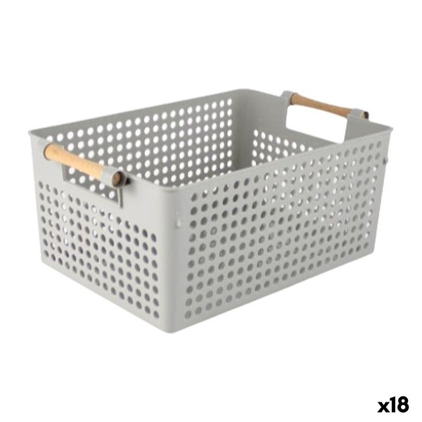 Multi-purpose basket Confortime Wood polypropylene (18 Units)