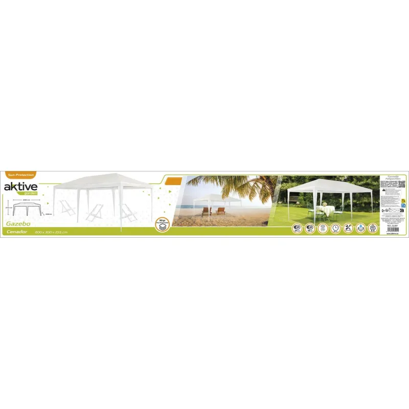 Беседка Aktive Белый 300 x 600 cm Металл Пластик