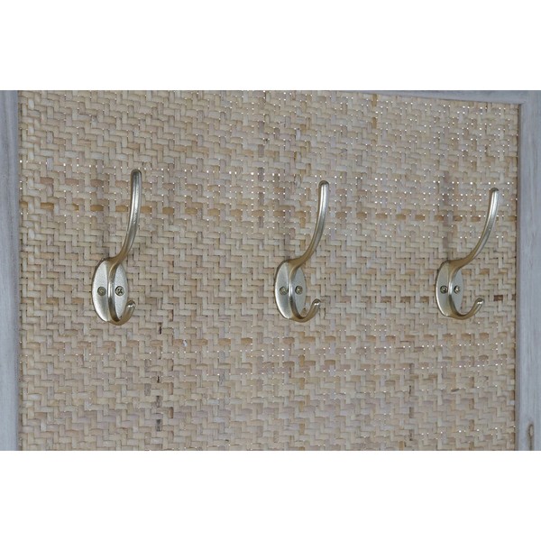 Coat rack with mirror Home ESPRIT Natural Rattan Paolownia wood Mirror 92 x 40 x 181 cm