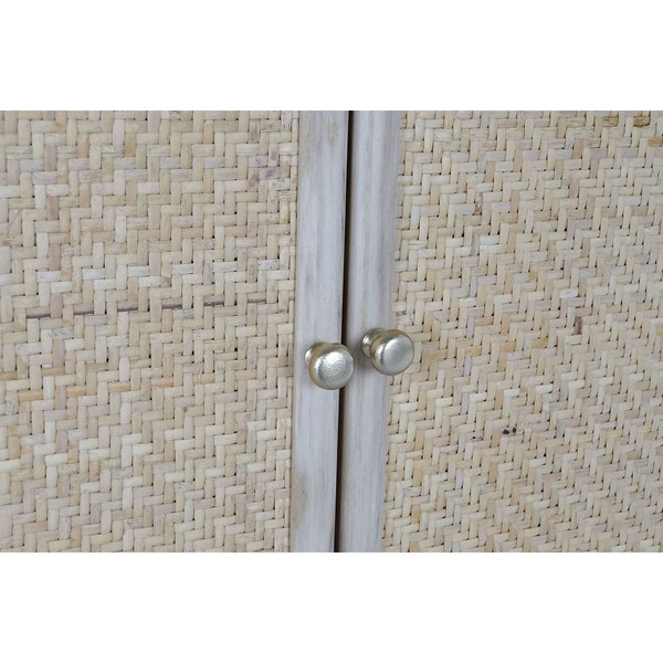 Coat rack with mirror Home ESPRIT Natural Rattan Paolownia wood Mirror 92 x 40 x 181 cm