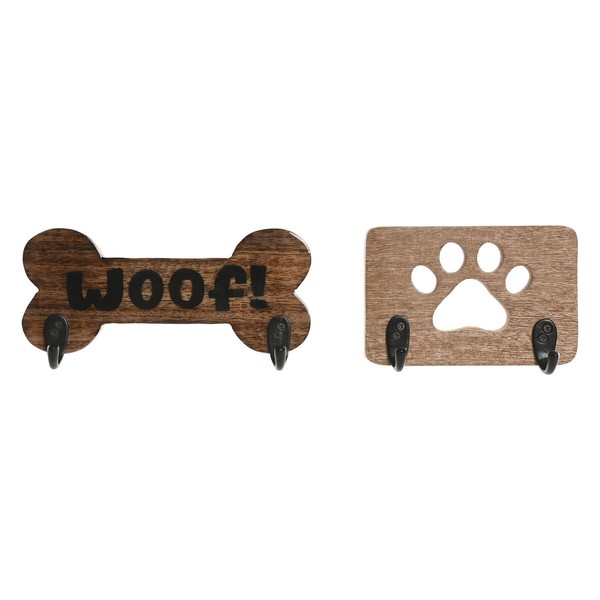 Wall mounted coat hanger Home ESPRIT Brown Black Iron Mango wood Urban 20 X 6 X 10 CM (2 Units)