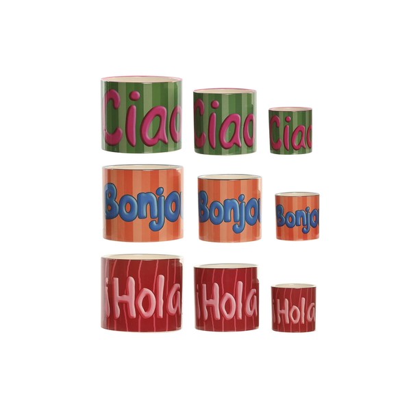 stādītājs Home ESPRIT Daudzkrāsains Keramika Urbāns 13,6 X 13,6 X 11,8 CM (3 Daudzums) (3 gb.)