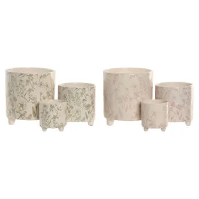 stādītājs Home ESPRIT Balts Zaļš Rozā Keramika Цветы Shabby Chic 13,7 X 13,7 X 14,7 CM (3 Daudzums) (2 gb.)