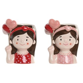 stādītājs Home ESPRIT Sarkans Rozā Keramika chica Urbāns 12 x 9 x 16 cm (2 gb.)