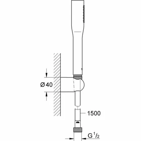 Dušas uzgalis ar galviņu ūdens virzīšanai Grohe Vitalio Get Stick 27459000 Hromēts 150 cm 1 Ķermeņa daļa