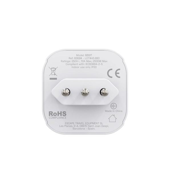 Plug adapter Scape Travel 850IT Plastic 10 A