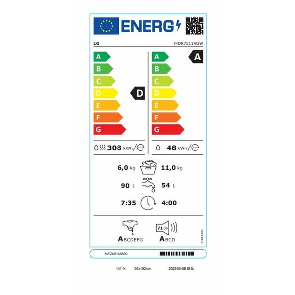 Smart Washer-Dryer LG AI Direct Drive TurboWash 360º 1400 rpm 11 kg/6 kg