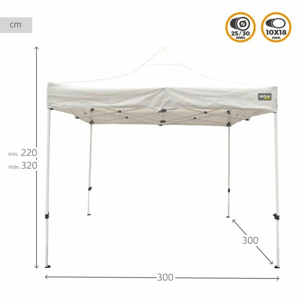 Беседка Aktive 300 x 300 x 220 cm Белый Складной Регулируемая высота