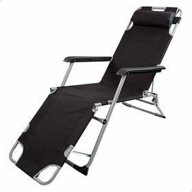 Лежащий лежак Aktive полиэстер 600D Сталь Чёрный 177 x 47 x 34 cm