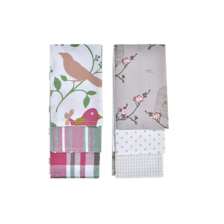 Set of Cloths DKD Home Decor Brown Red Green Beige 60 x 0,5 x 40 cm Flowers Birds