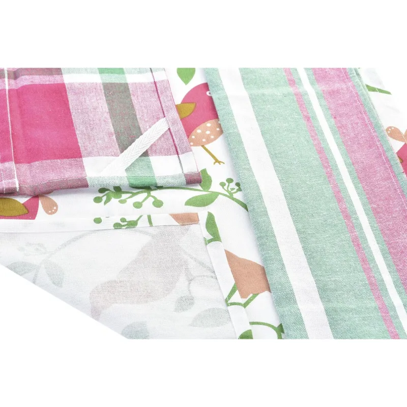 Set of Cloths DKD Home Decor Brown Red Green Beige 60 x 0,5 x 40 cm Flowers Birds