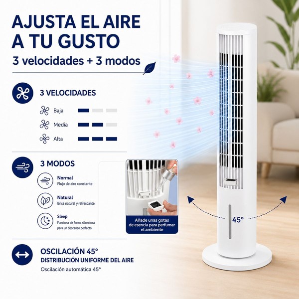 Nešiojamas Daugiafunkcis Bokštinis Garinamasis Oro Kondicionierius su Nuotolinio Valdymo Pultu Hushly InnovaGoods