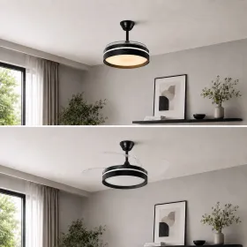 Lubų ventiliatorius su LED šviesa, 4 įtraukiamais sparnais ir nuotolinio valdymo pulteliu InnovaGoods