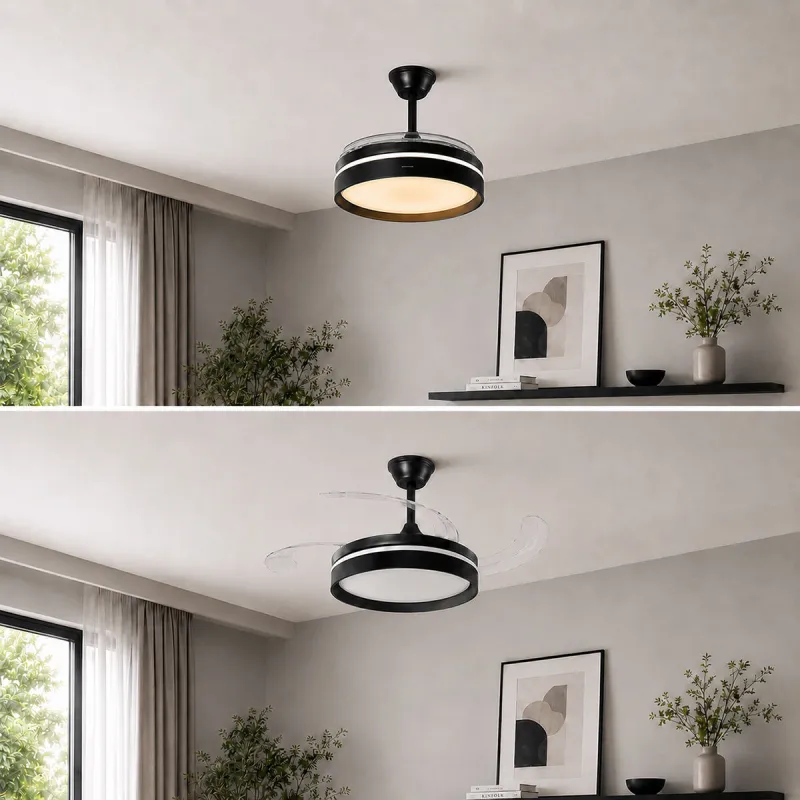 Ceiling Fan with LED Light, 4 Retractable Blades and Remote Control InnovaGoods