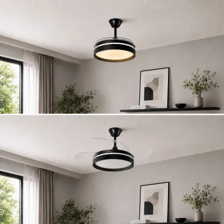 Ceiling Fan with LED Light, 4 Retractable Blades and Remote Control InnovaGoods