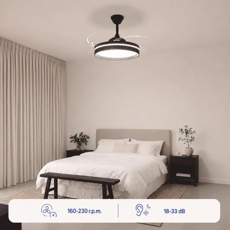 Ceiling Fan with LED Light, 4 Retractable Blades and Remote Control InnovaGoods