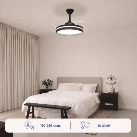 Ceiling Fan with LED Light, 4 Retractable Blades and Remote Control InnovaGoods
