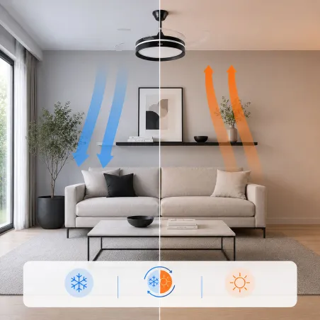 Ceiling Fan with LED Light, 4 Retractable Blades and Remote Control InnovaGoods