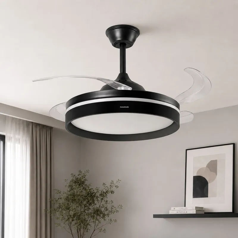 Ceiling Fan with LED Light, 4 Retractable Blades and Remote Control InnovaGoods