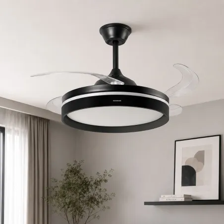 Ceiling Fan with LED Light, 4 Retractable Blades and Remote Control InnovaGoods