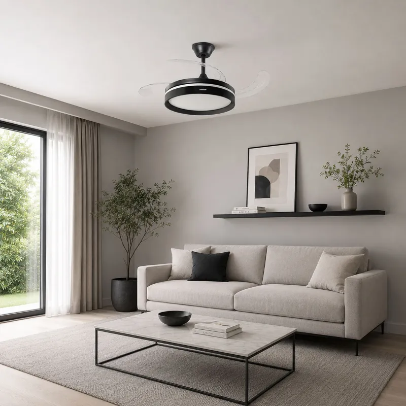 Ceiling Fan with LED Light, 4 Retractable Blades and Remote Control InnovaGoods