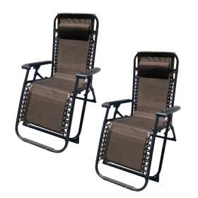 Folding Lounger Camping Chair Marbueno Brown 90 x 108 x 66 cm