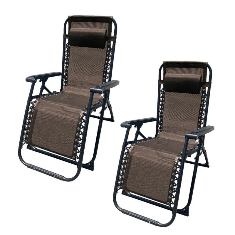 Folding Lounger Camping Chair Marbueno Brown 90 x 108 x 66 cm