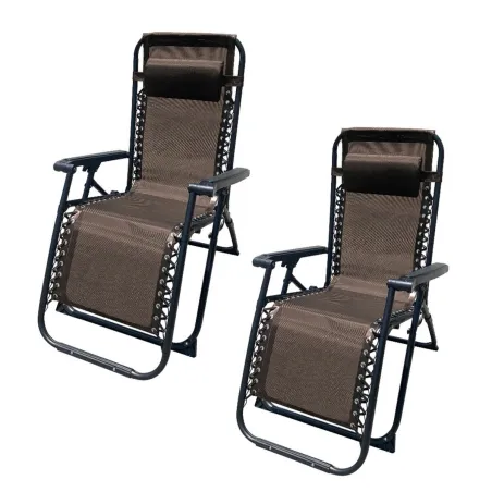 Folding Lounger Camping Chair Marbueno Brown 90 x 108 x 66 cm