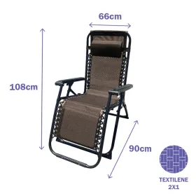 Folding Lounger Camping Chair Marbueno Brown 90 x 108 x 66 cm