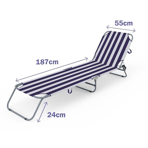 Sun-lounger Marbueno White/Blue 187 x 24 x 55 cm 2 Units