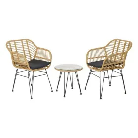 Table set with 2 chairs DKD Home Decor Black Natural Light brown 56 x 57,5 x 82 cm