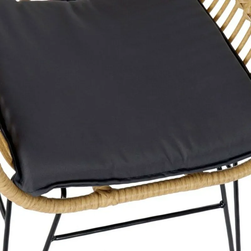 Table set with 2 chairs DKD Home Decor Black Natural Light brown 56 x 57,5 x 82 cm