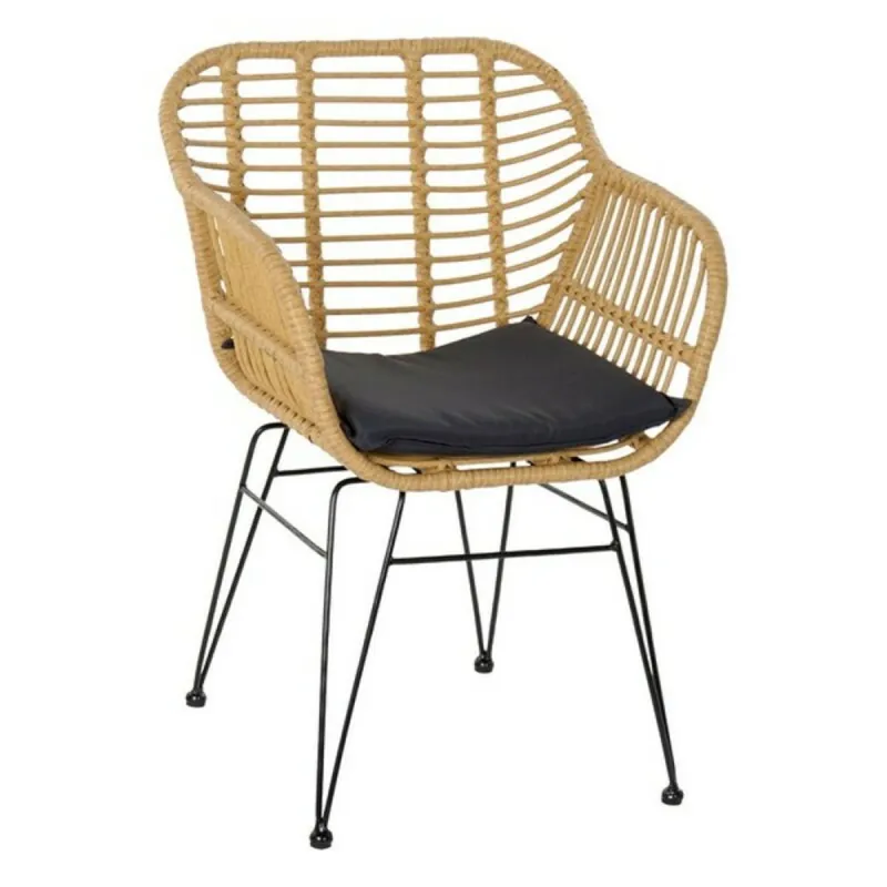 Table set with 2 chairs DKD Home Decor Black Natural Light brown 56 x 57,5 x 82 cm