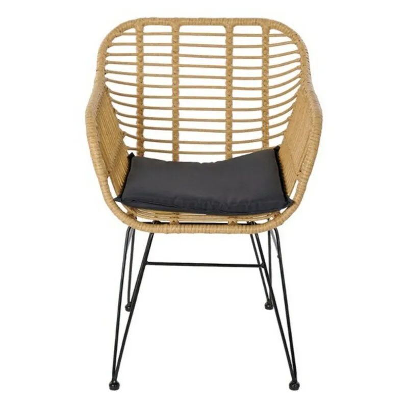 Table set with 2 chairs DKD Home Decor Black Natural Light brown 56 x 57,5 x 82 cm