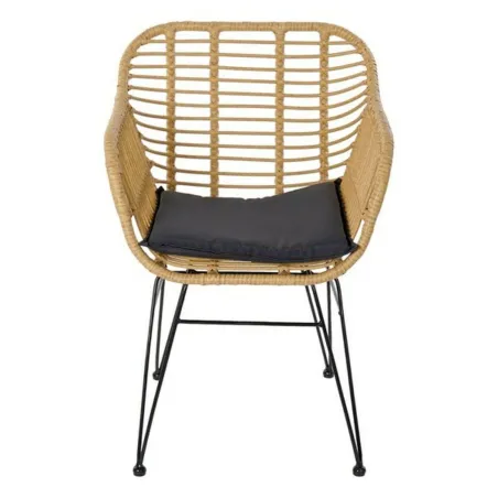 Table set with 2 chairs DKD Home Decor Black Natural Light brown 56 x 57,5 x 82 cm