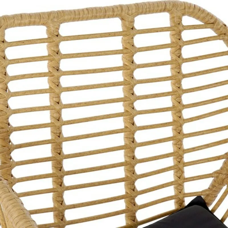 Table set with 2 chairs DKD Home Decor Black Natural Light brown 56 x 57,5 x 82 cm