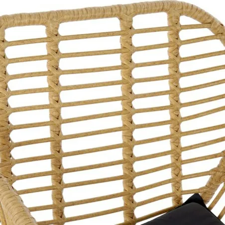 Table set with 2 chairs DKD Home Decor Black Natural Light brown 56 x 57,5 x 82 cm